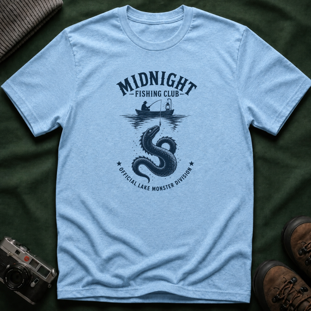 Midnight Fishing Club T-Shirt — Vintage Lake Monster Night Angler Tee