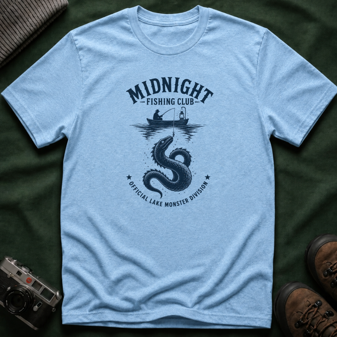 Midnight Fishing Club T-Shirt — Vintage Lake Monster Night Angler Tee