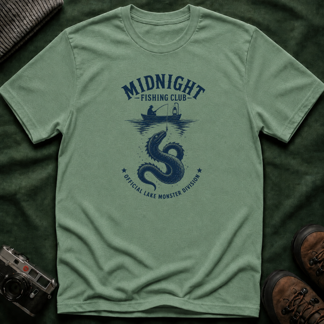Midnight Fishing Club T-Shirt — Vintage Lake Monster Night Angler Tee