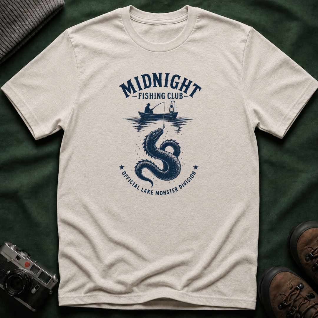 Midnight Fishing Club T-Shirt — Vintage Lake Monster Night Angler Tee