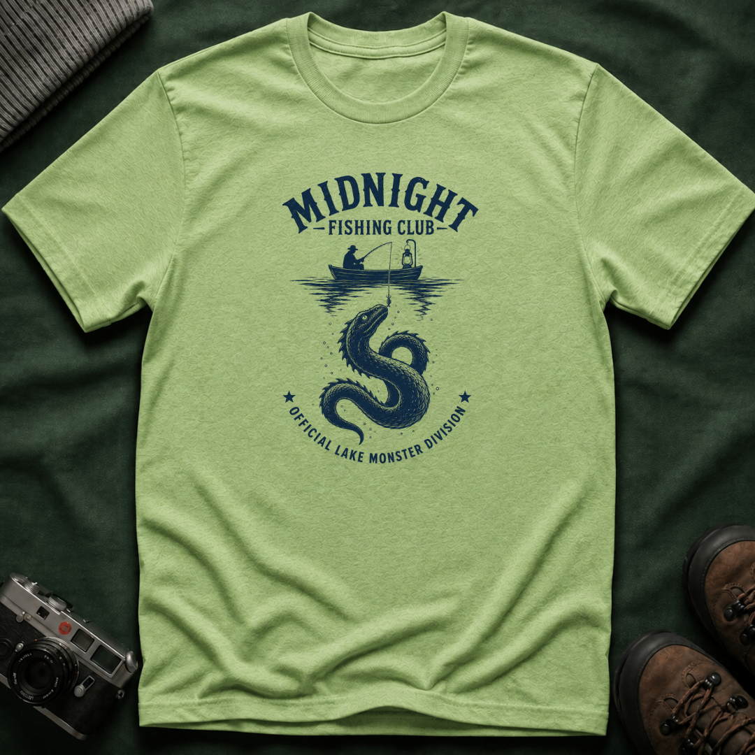Midnight Fishing Club T-Shirt — Vintage Lake Monster Night Angler Tee