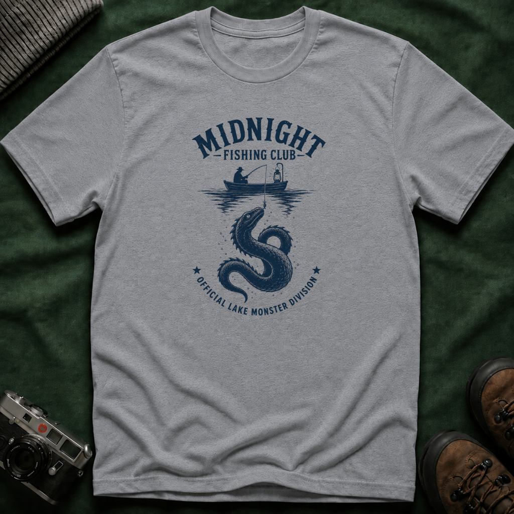 Midnight Fishing Club T-Shirt — Vintage Lake Monster Night Angler Tee