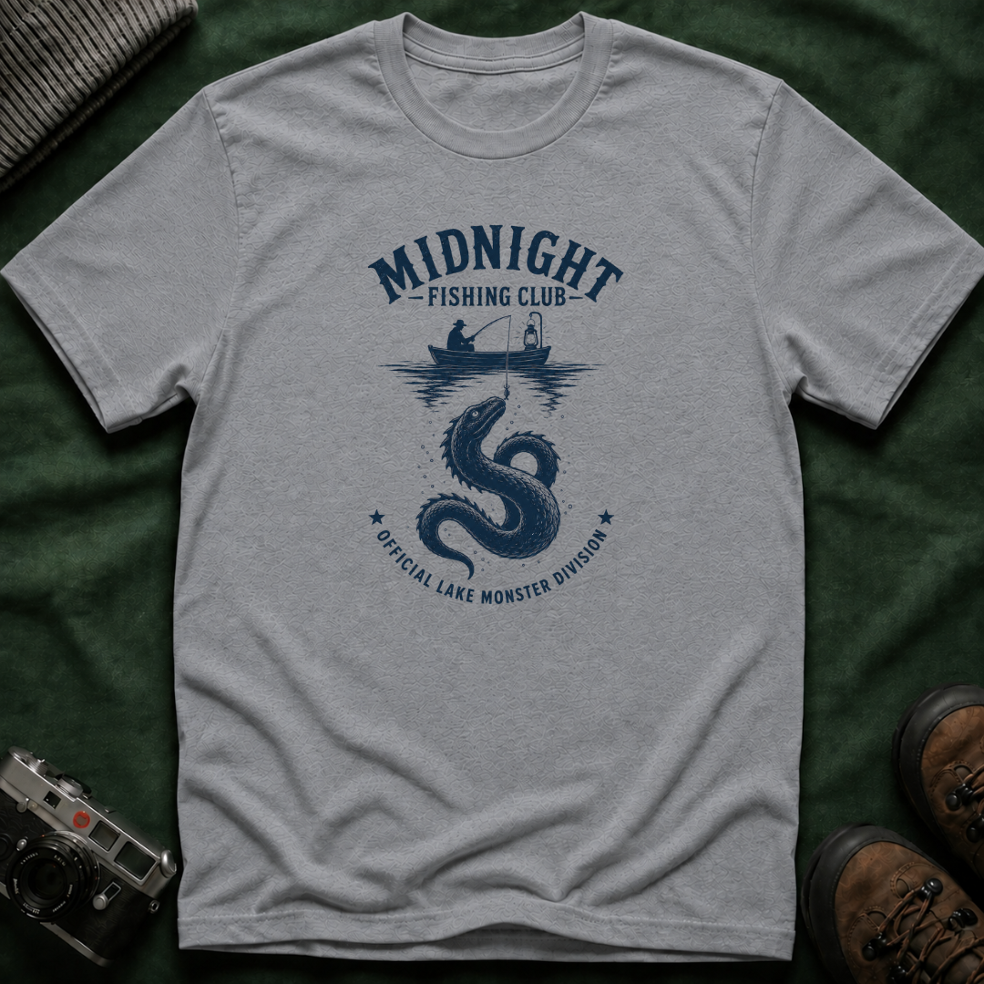 Midnight Fishing Club T-Shirt — Vintage Lake Monster Night Angler Tee