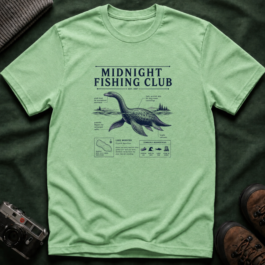 Midnight Fishing Club T-Shirt — Vintage Loch Ness Nautical Angler Tee