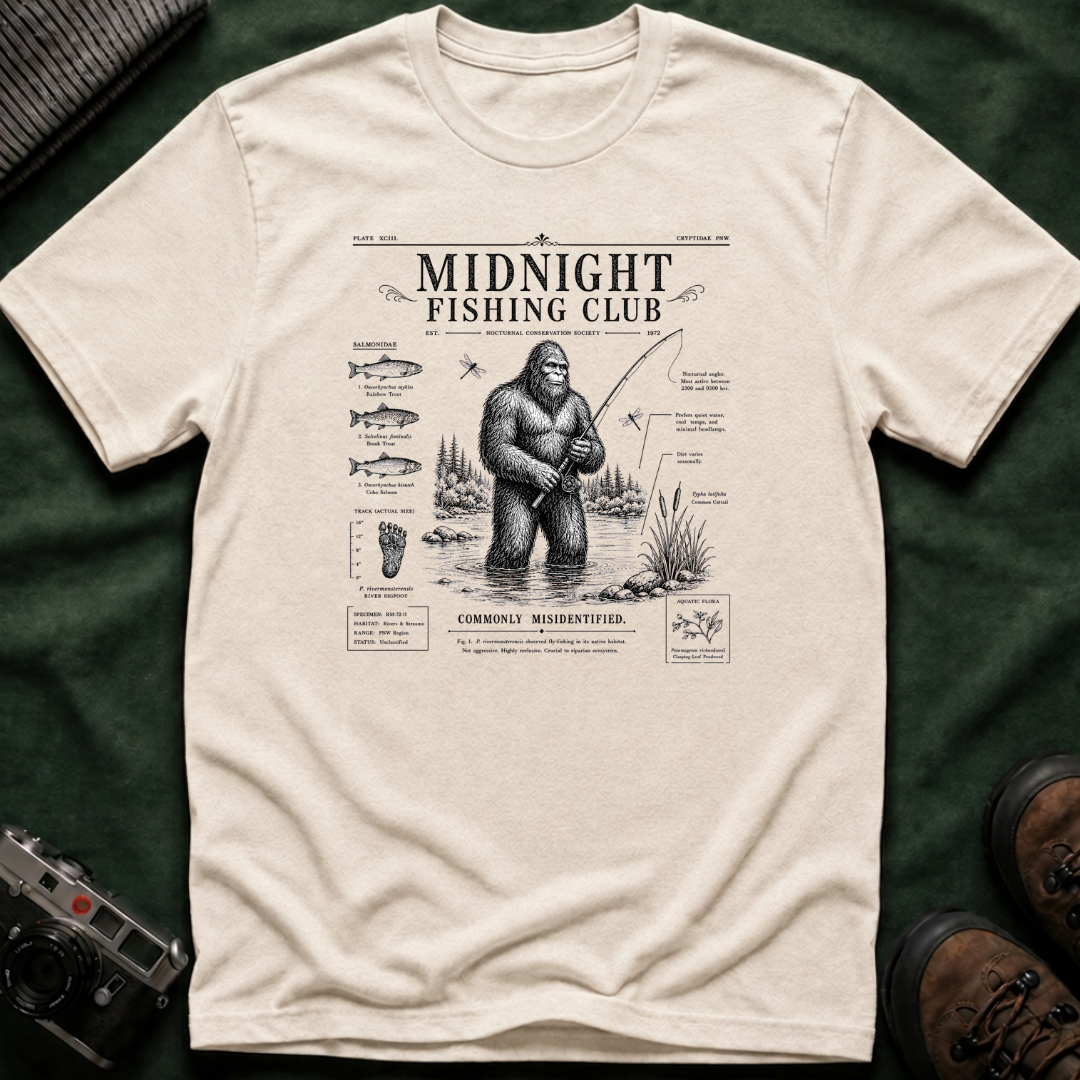 Midnight Fishing Club T-Shirt — Sasquatch Graphic Tee