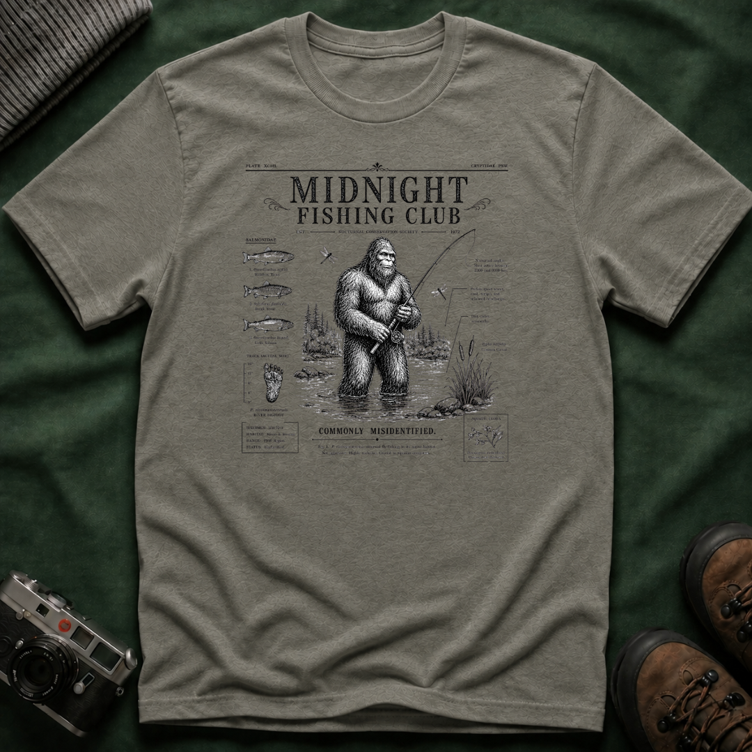Midnight Fishing Club T-Shirt — Sasquatch Graphic Tee