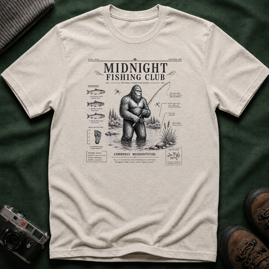 Midnight Fishing Club T-Shirt — Sasquatch Graphic Tee