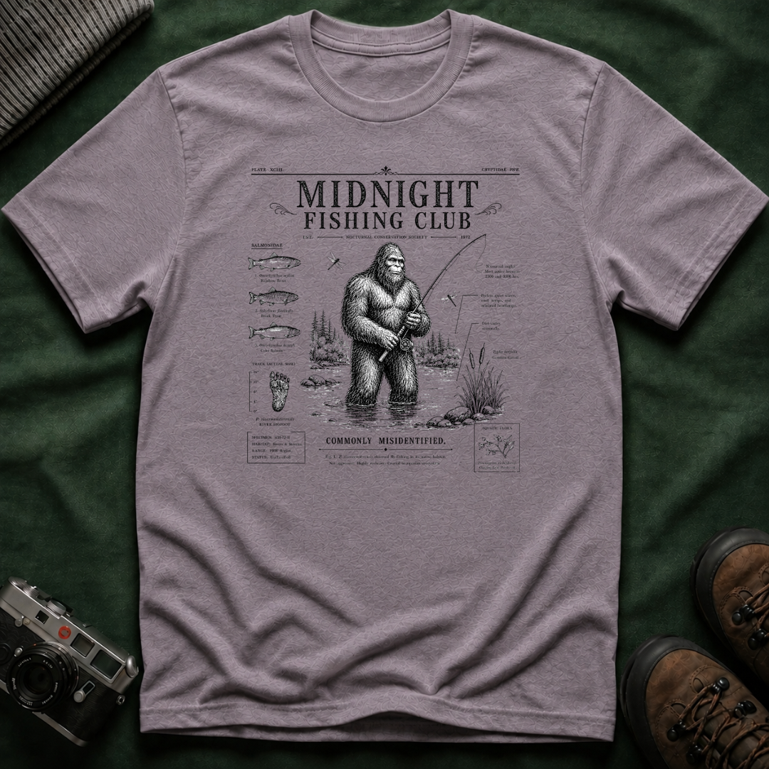 Midnight Fishing Club T-Shirt — Sasquatch Graphic Tee