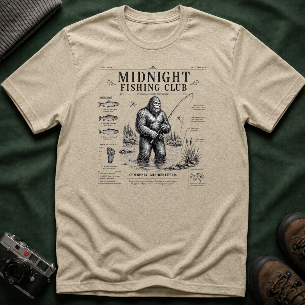 Midnight Fishing Club T-Shirt — Sasquatch Graphic Tee