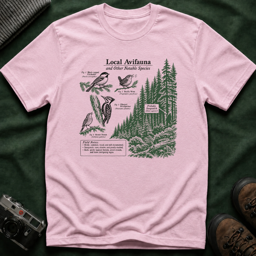 Local Avifauna T-Shirt — Vintage Bird & Forest Illustration Tee
