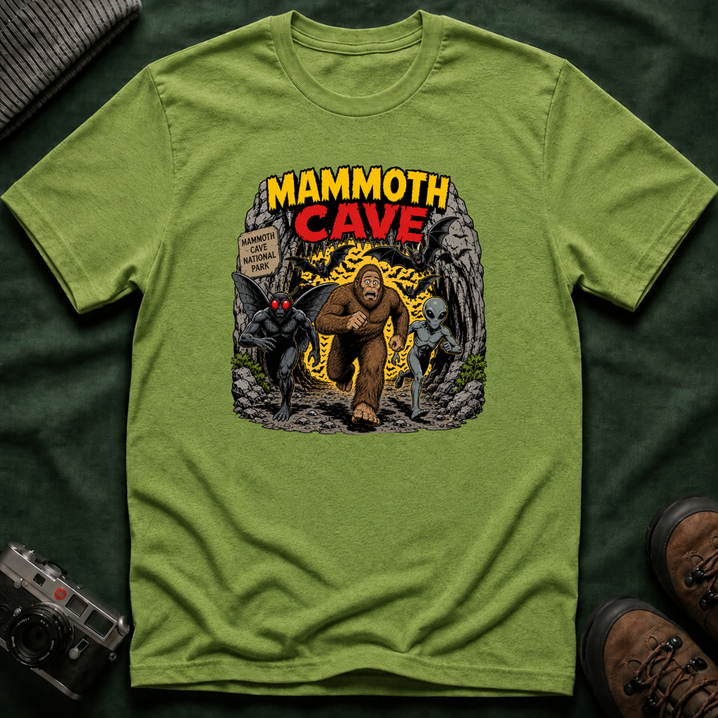 Mammoth Cave Comic Book Cryptid T-Shirt — Retro National Park Cave Adventure Tee