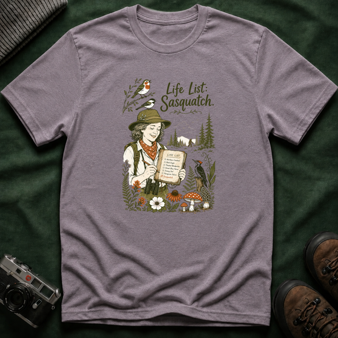 Sasquatch Life List T-Shirt - Birdwatching Nature Tee