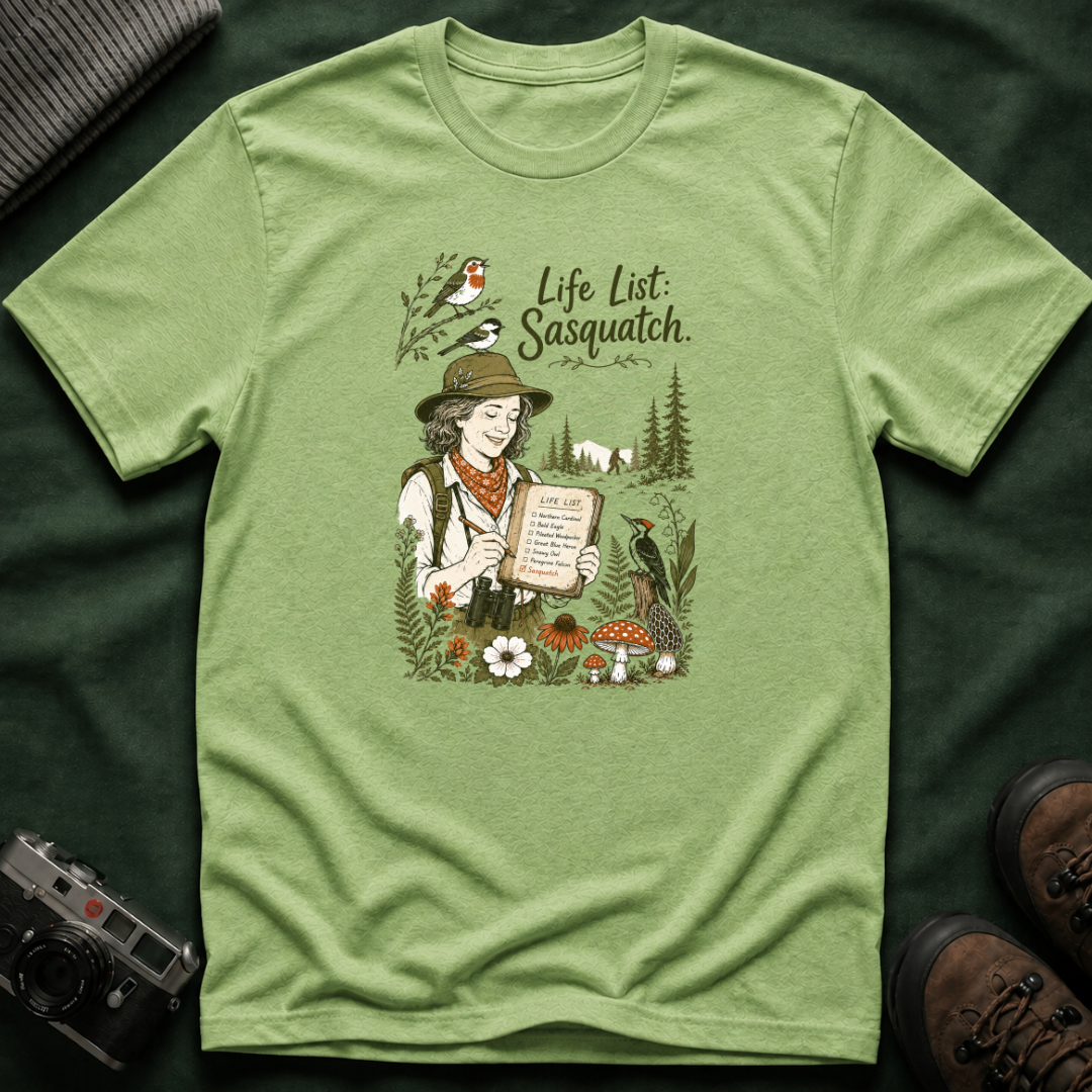 Sasquatch Life List T-Shirt - Birdwatching Nature Tee