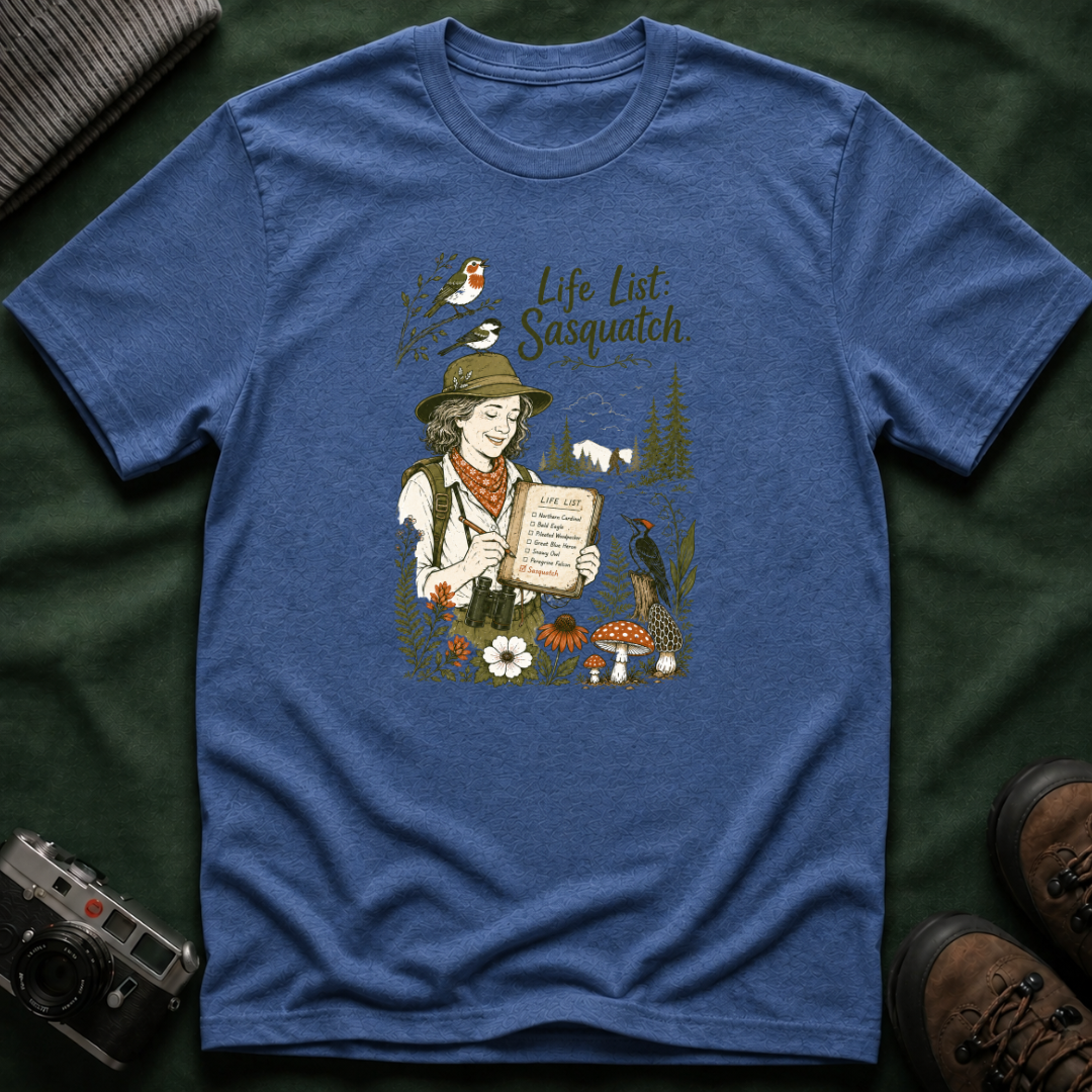 Sasquatch Life List T-Shirt - Birdwatching Nature Tee
