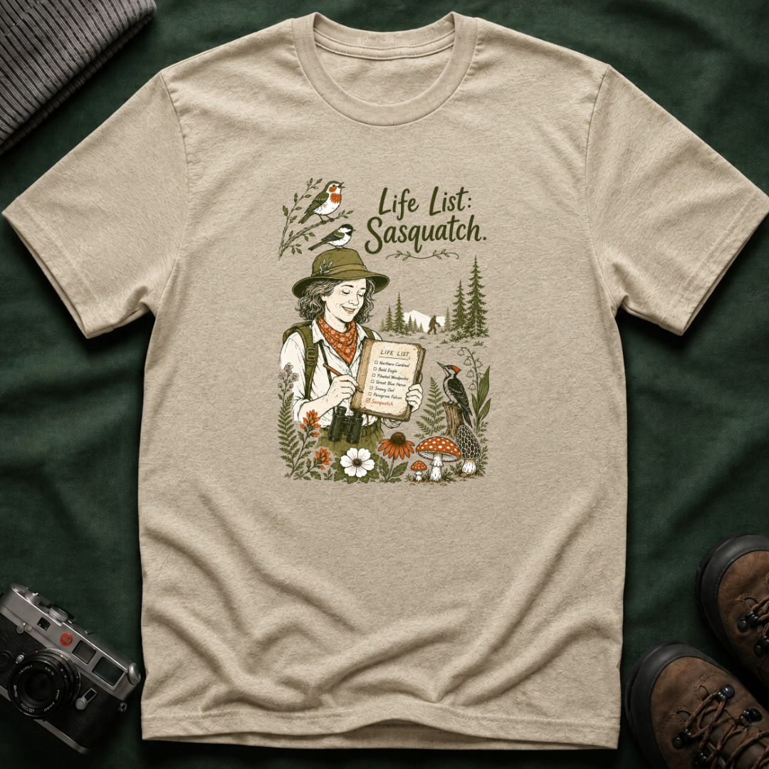 Sasquatch Life List T-Shirt - Birdwatching Nature Tee