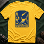 Bigfoot Stargazing T‑Shirt — Keep Nature Wild Forest Comet Design