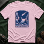 Bigfoot Stargazing T‑Shirt — Keep Nature Wild Forest Comet Design