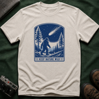 Bigfoot Stargazing T‑Shirt — Keep Nature Wild Forest Comet Design