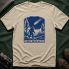 Bigfoot Stargazing T‑Shirt — Keep Nature Wild Forest Comet Design