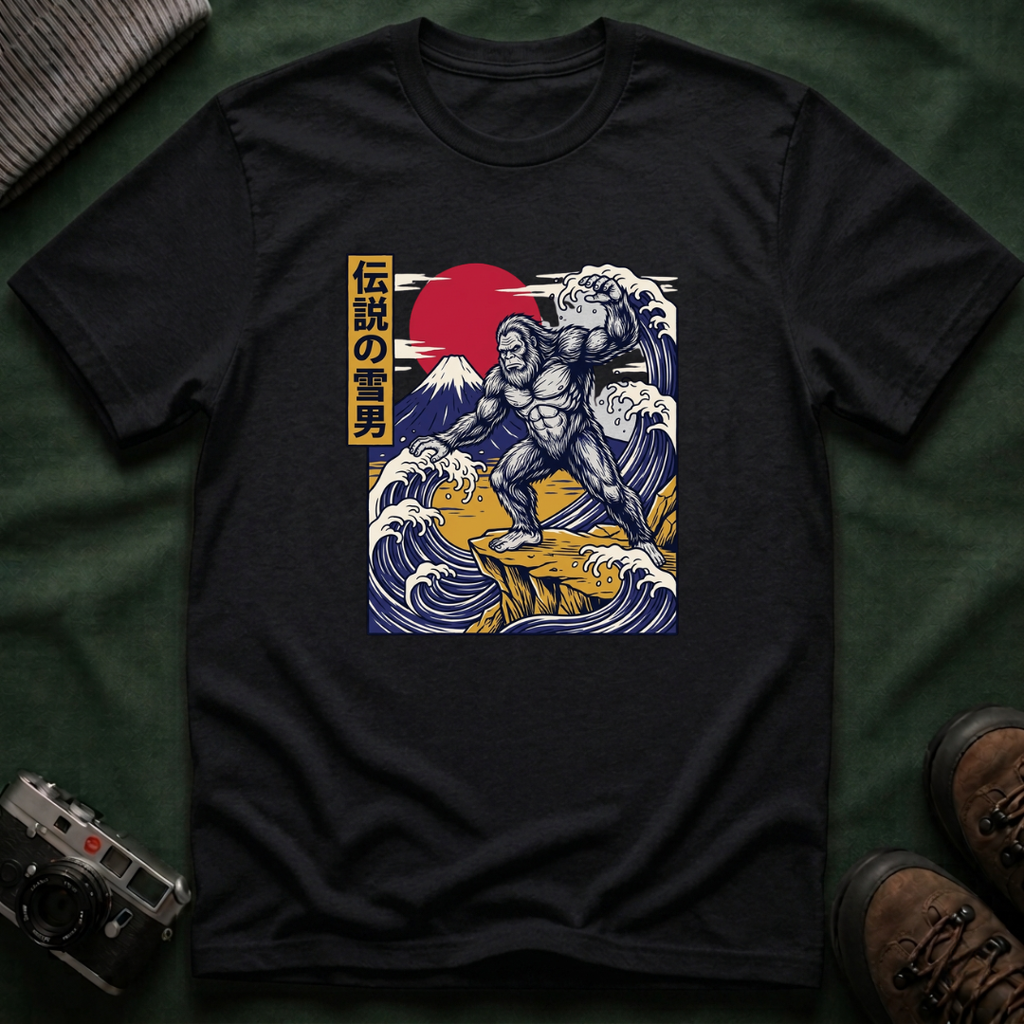 Sasquatch Wave T-Shirt — Japanese Ukiyo-e Style Bigfoot Tee