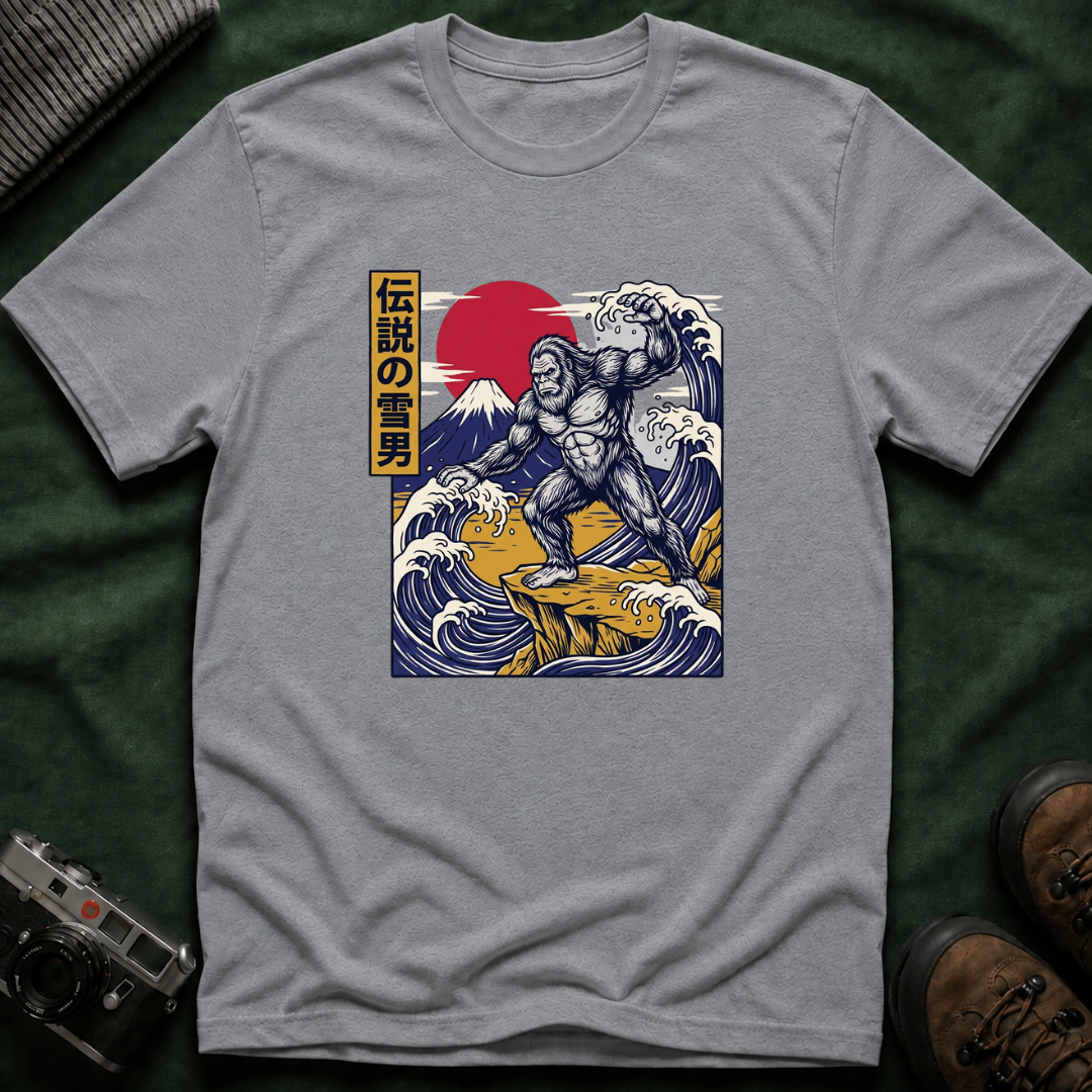 Sasquatch Wave T-Shirt — Japanese Ukiyo-e Style Bigfoot Tee