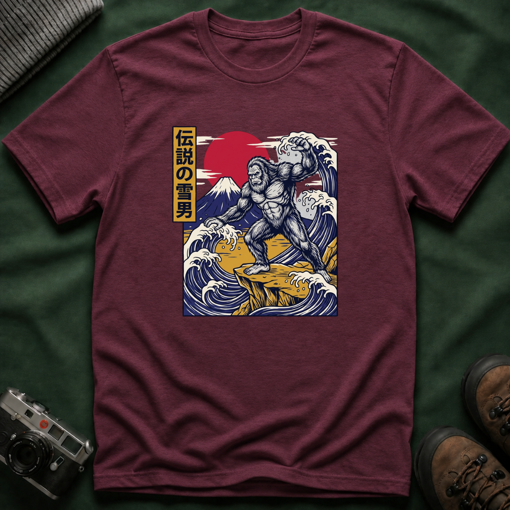 Sasquatch Wave T-Shirt — Japanese Ukiyo-e Style Bigfoot Tee