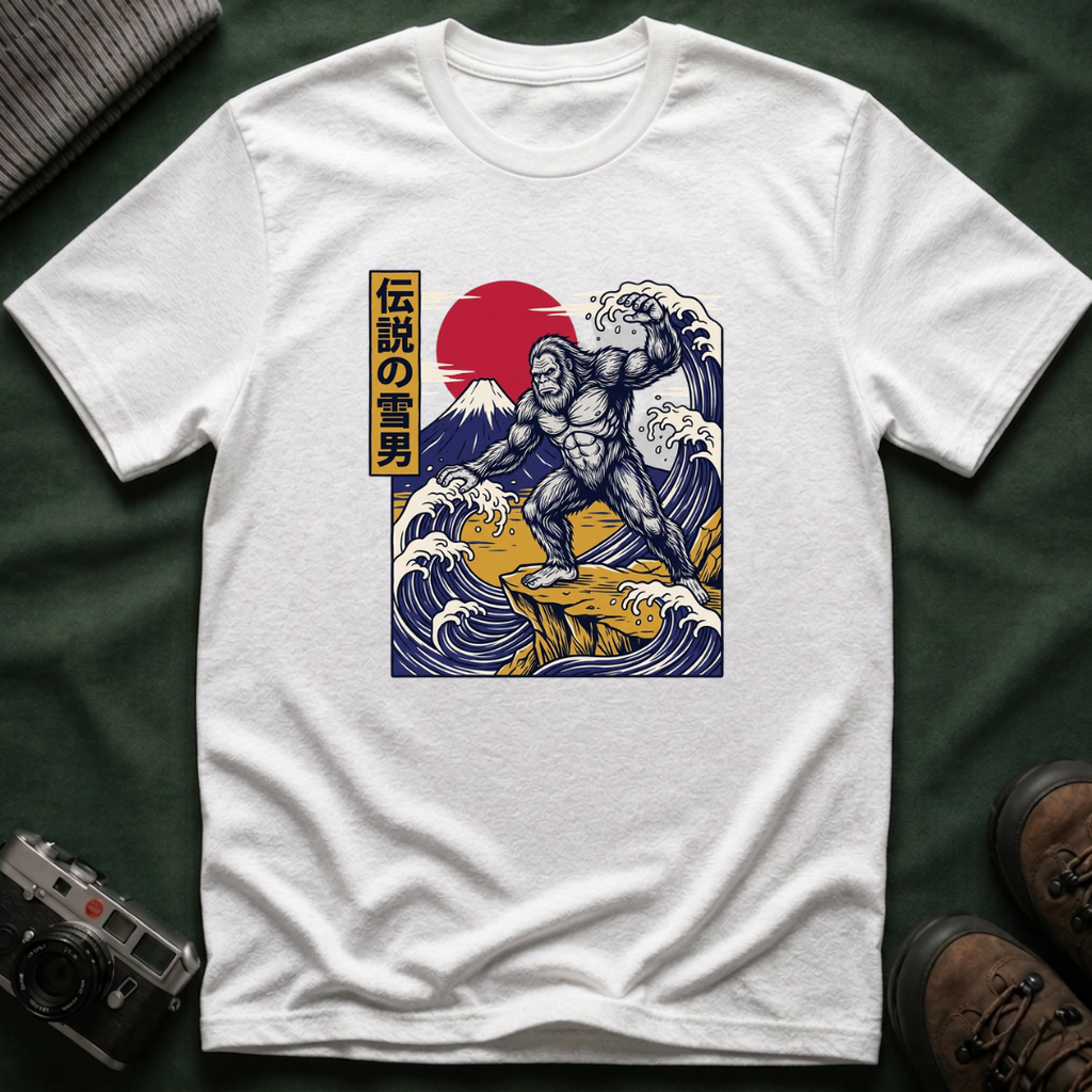Sasquatch Wave T-Shirt — Japanese Ukiyo-e Style Bigfoot Tee