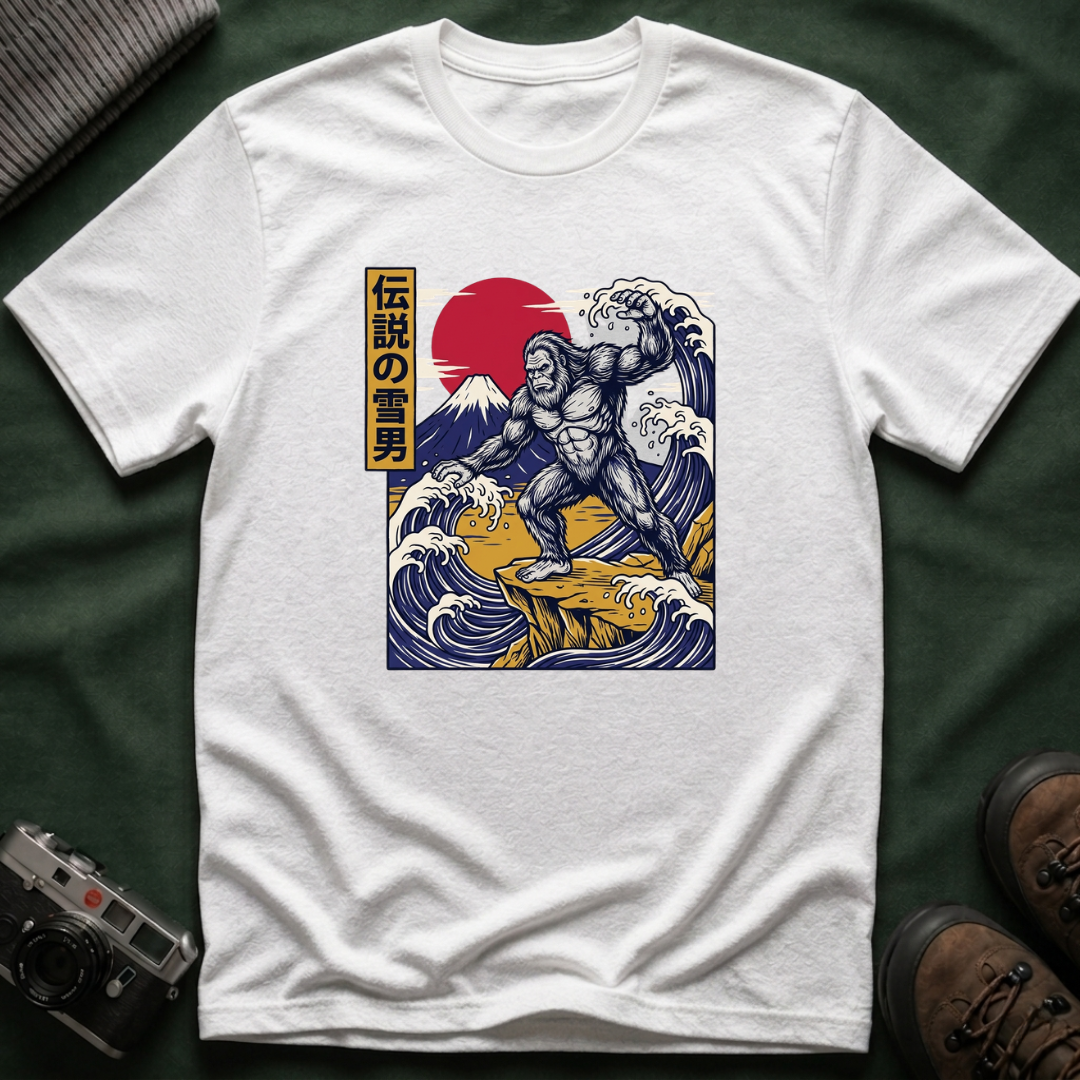 Sasquatch Wave T-Shirt — Japanese Ukiyo-e Style Bigfoot Tee