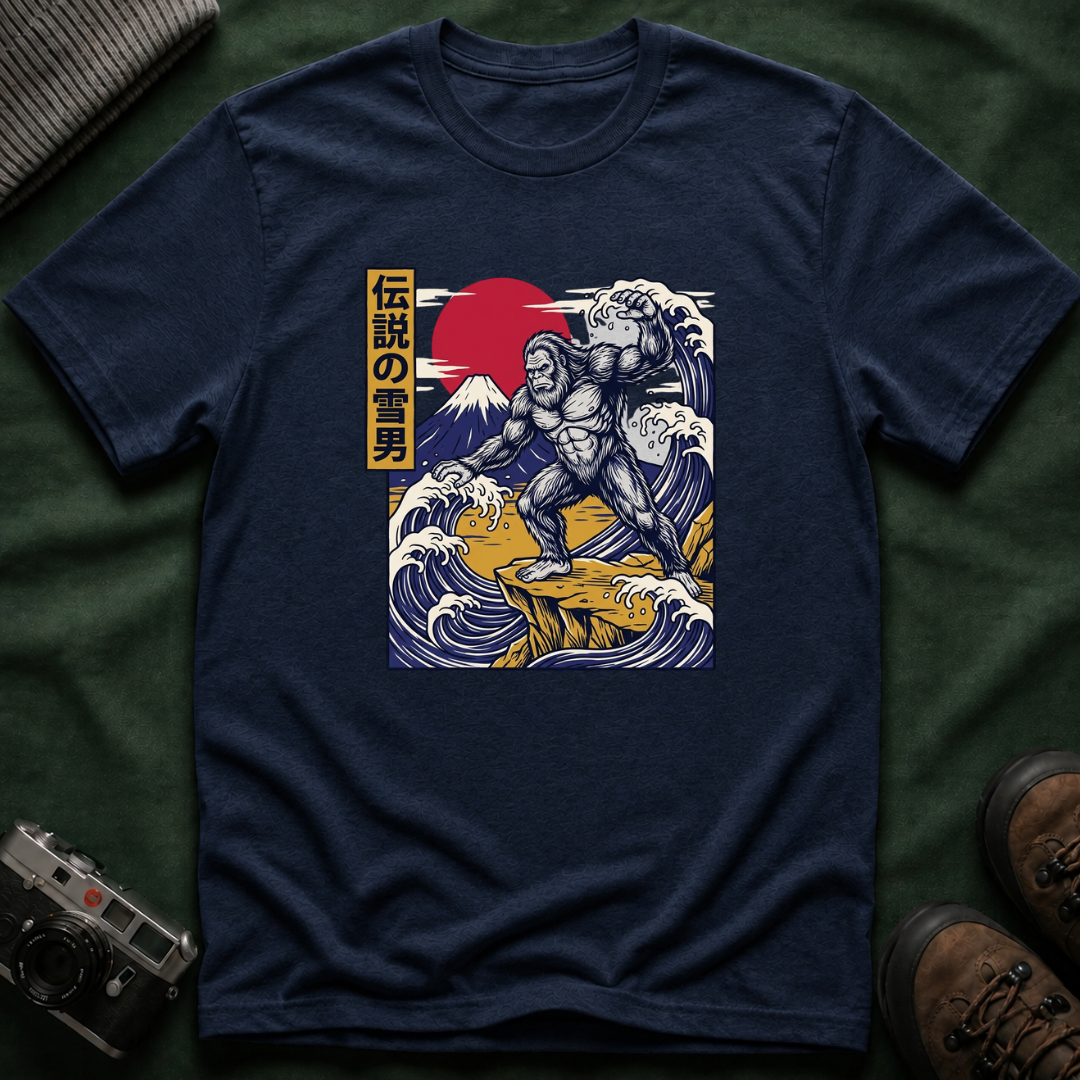 Sasquatch Wave T-Shirt — Japanese Ukiyo-e Style Bigfoot Tee