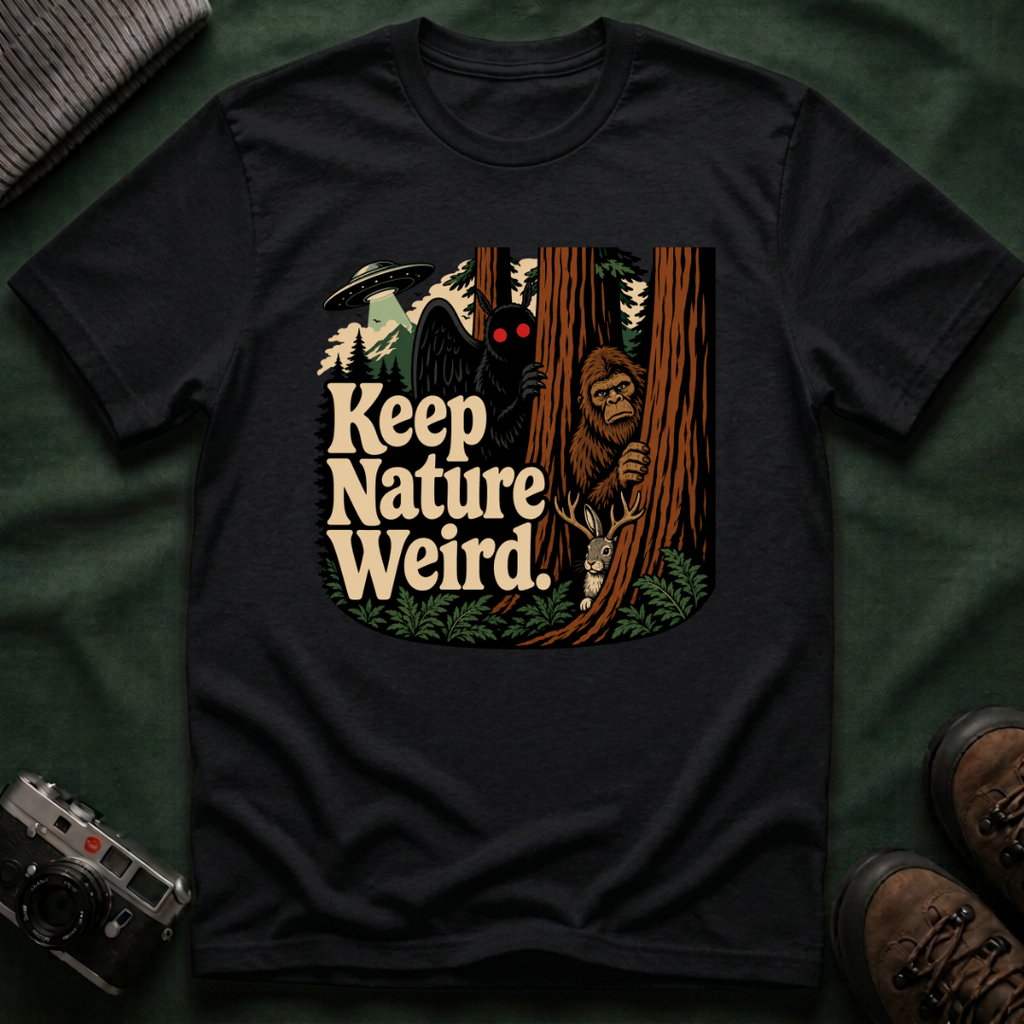 Keep Nature Weird Cryptid T-Shirt - Bigfoot, Mothman, Jackalope, UFO