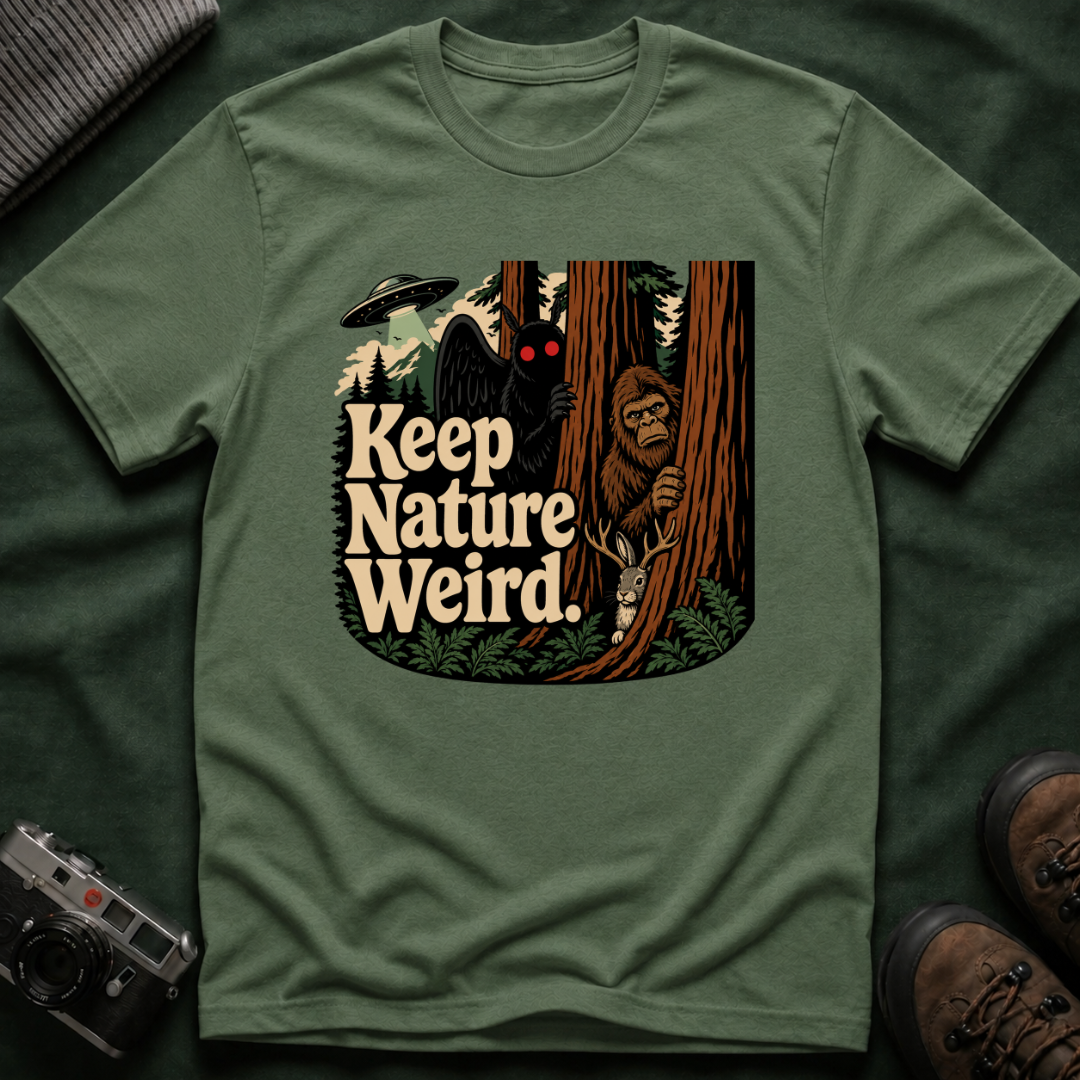 Keep Nature Weird Cryptid T-Shirt - Bigfoot, Mothman, Jackalope, UFO