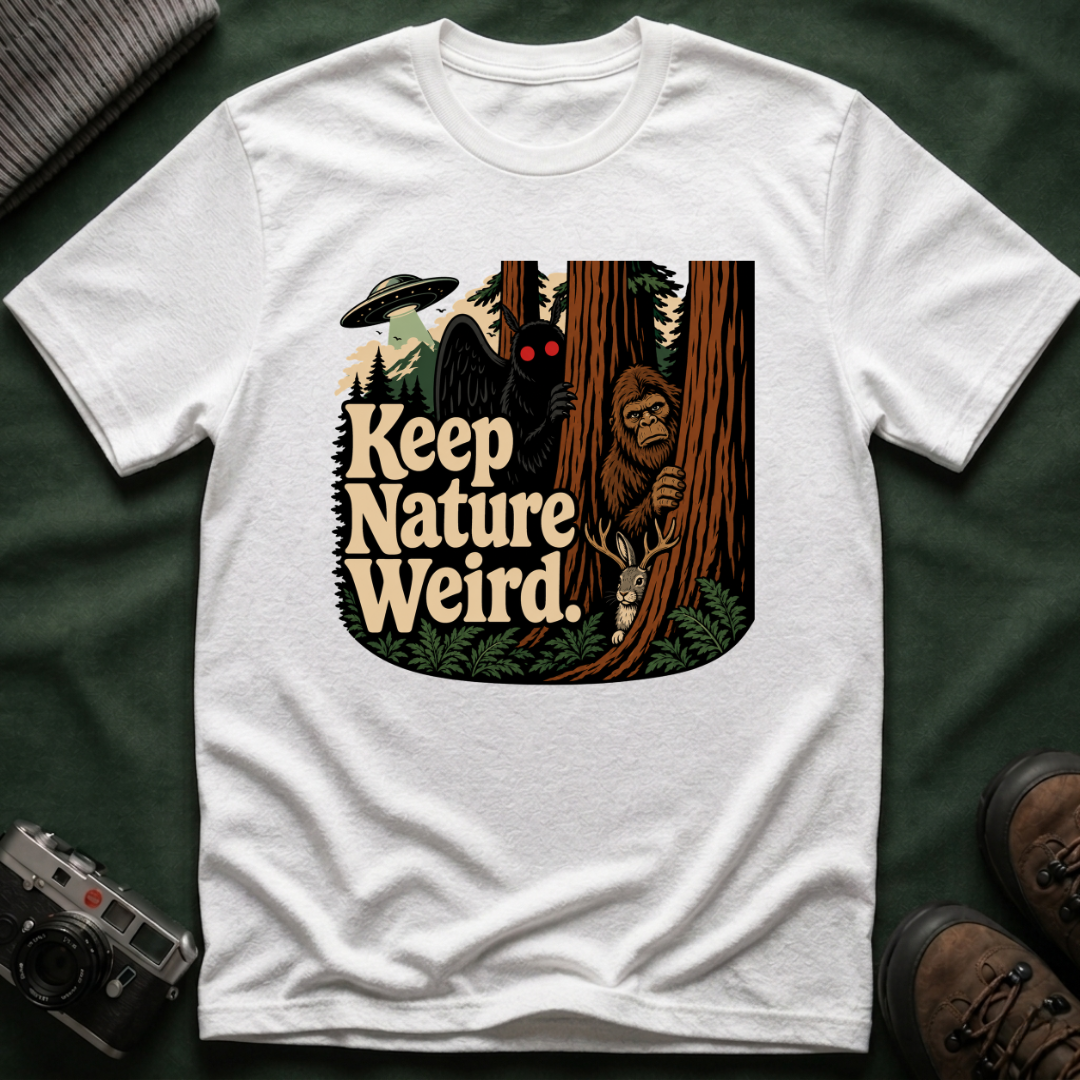 Keep Nature Weird Cryptid T-Shirt - Bigfoot, Mothman, Jackalope, UFO