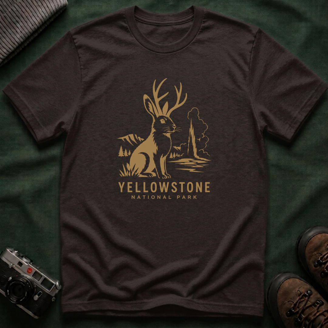 Yellowstone Jackalope T-Shirt — Rustic National Park Wildlife Tee