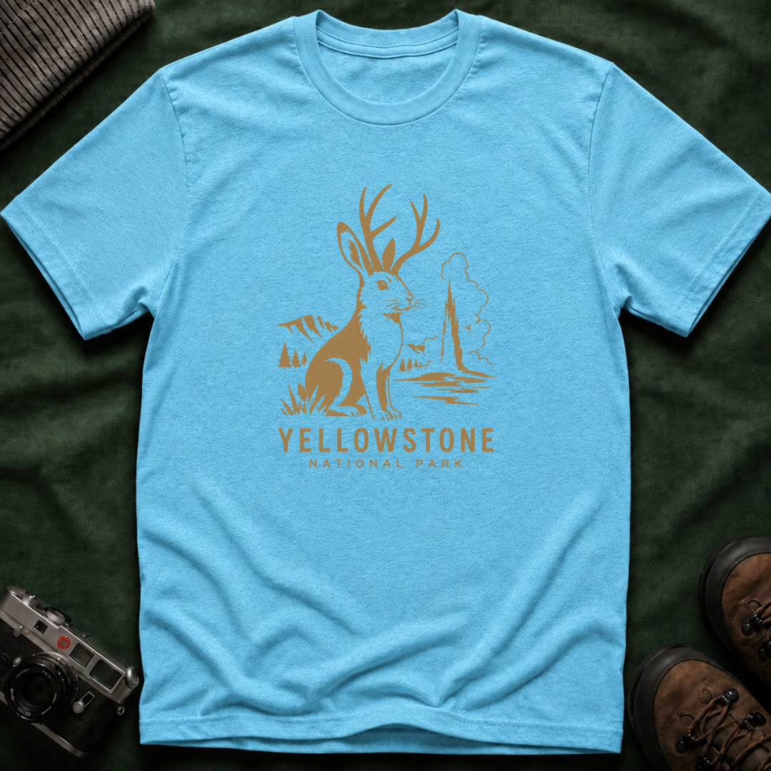 Yellowstone Jackalope T-Shirt — Rustic National Park Wildlife Tee