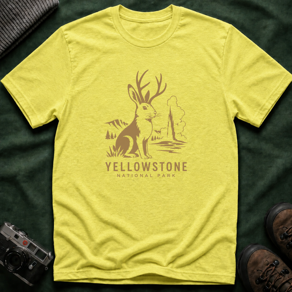 Yellowstone Jackalope T-Shirt — Rustic National Park Wildlife Tee