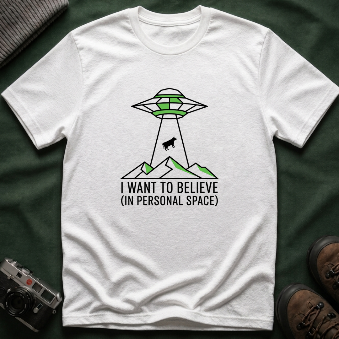 Alien Abduction Tee — "I Want to Believe (In Personal Space)" UFO T-Shirt