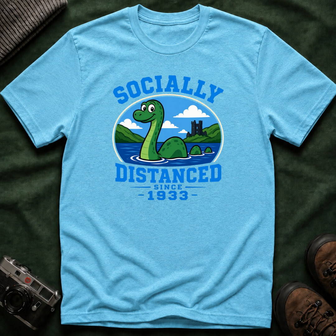 Socially Distanced Loch Ness Monster T-Shirt — Cute Nessie Graphic Tee
