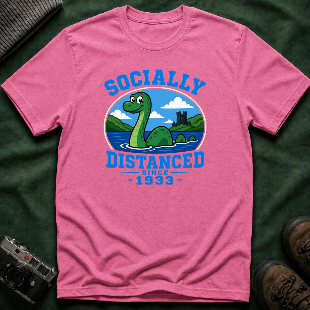 Socially Distanced Loch Ness Monster T-Shirt — Cute Nessie Graphic Tee