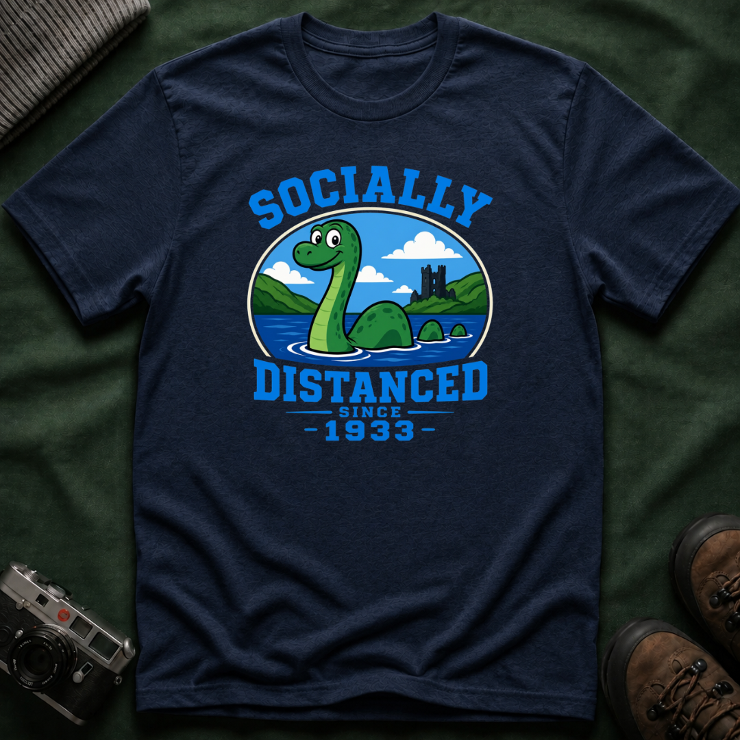 Socially Distanced Loch Ness Monster T-Shirt — Cute Nessie Graphic Tee
