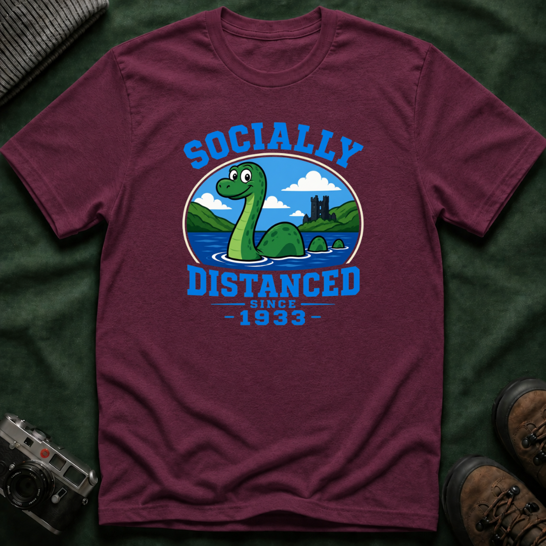 Socially Distanced Loch Ness Monster T-Shirt — Cute Nessie Graphic Tee