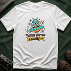 Alien UFO T-Shirt — "Visitors Welcome (Mostly)" Cute Space Graphic Tee