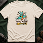 Alien UFO T-Shirt — "Visitors Welcome (Mostly)" Cute Space Graphic Tee
