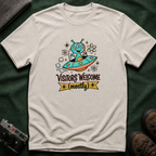 Alien UFO T-Shirt — "Visitors Welcome (Mostly)" Cute Space Graphic Tee
