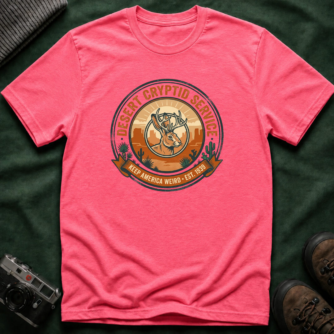Desert Cryptid Service T-Shirt — Retro Desert Jackalope Graphic