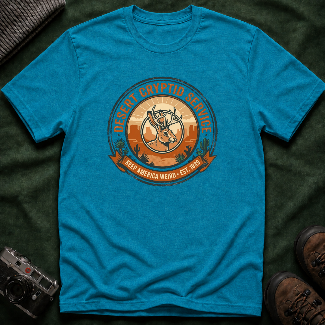 Desert Cryptid Service T-Shirt — Retro Desert Jackalope Graphic