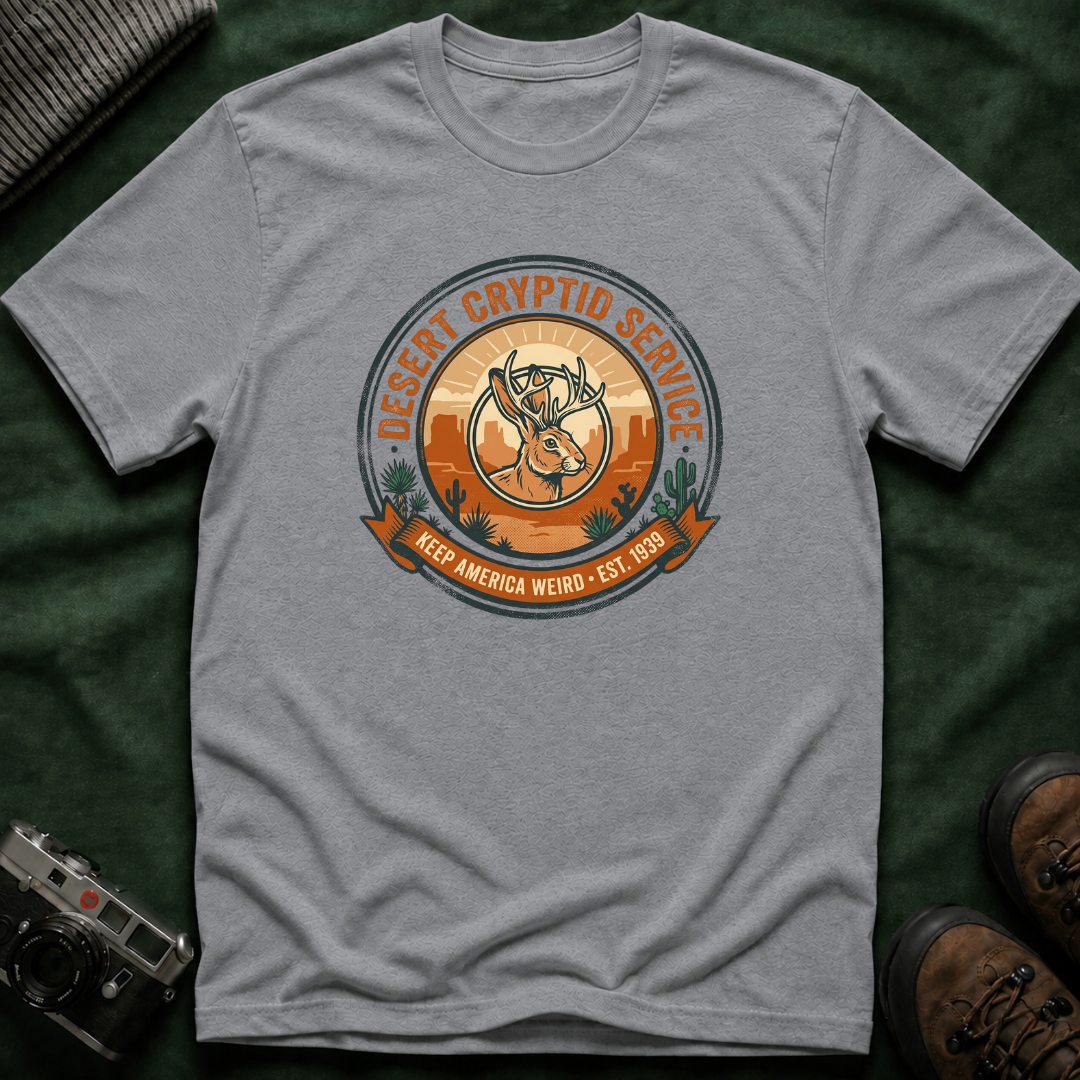 Desert Cryptid Service T-Shirt — Retro Desert Jackalope Graphic