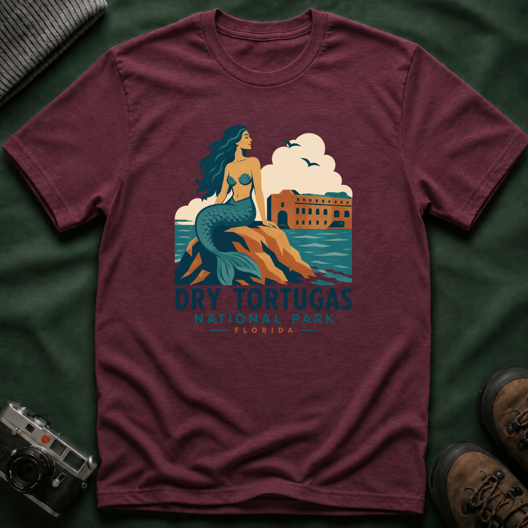 WPA Style Mermaid T-Shirt — Dry Tortugas National Park Vintage Travel Tee
