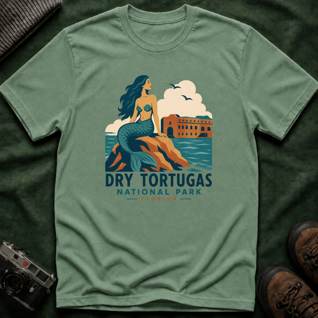 WPA Style Mermaid T-Shirt — Dry Tortugas National Park Vintage Travel Tee