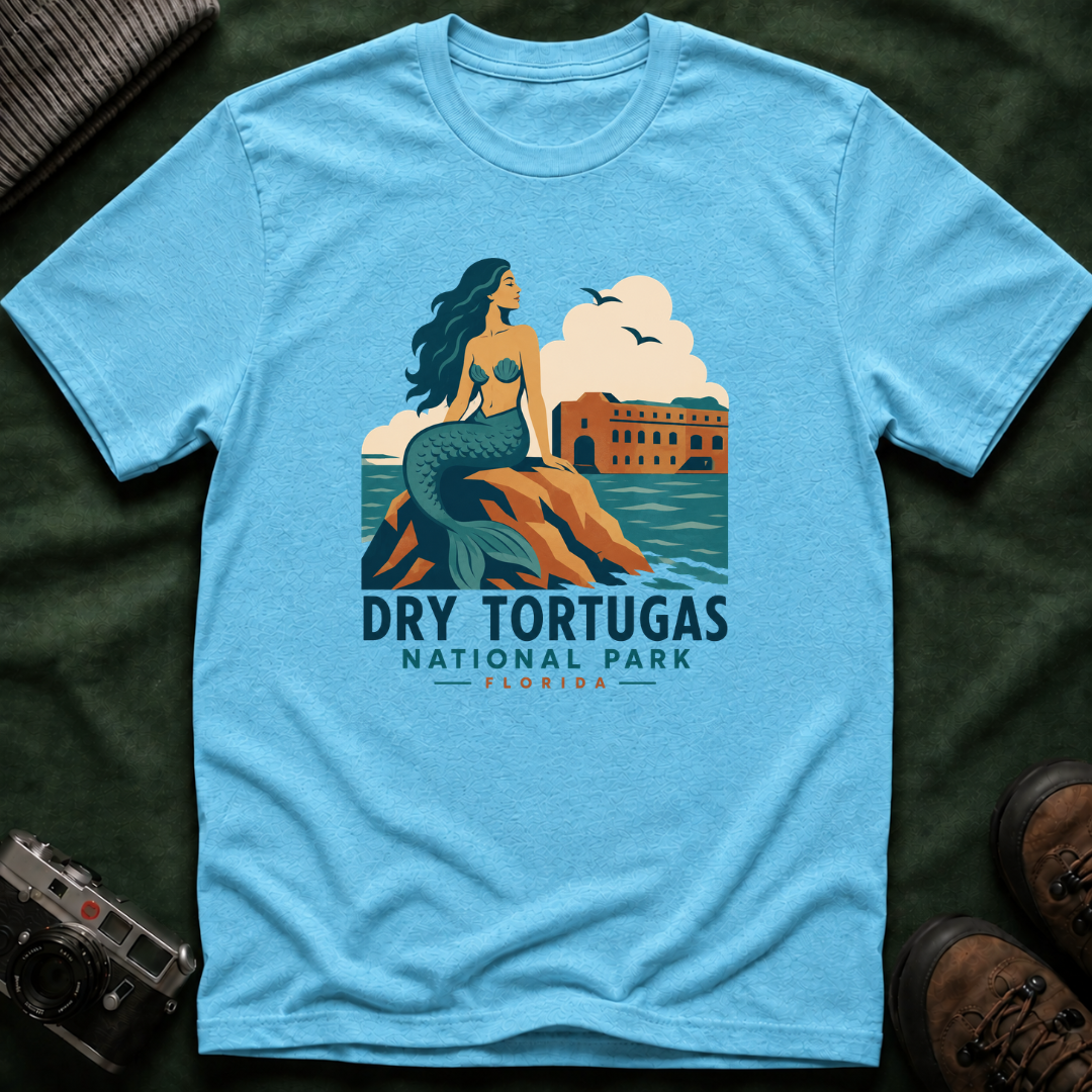 WPA Style Mermaid T-Shirt — Dry Tortugas National Park Vintage Travel Tee