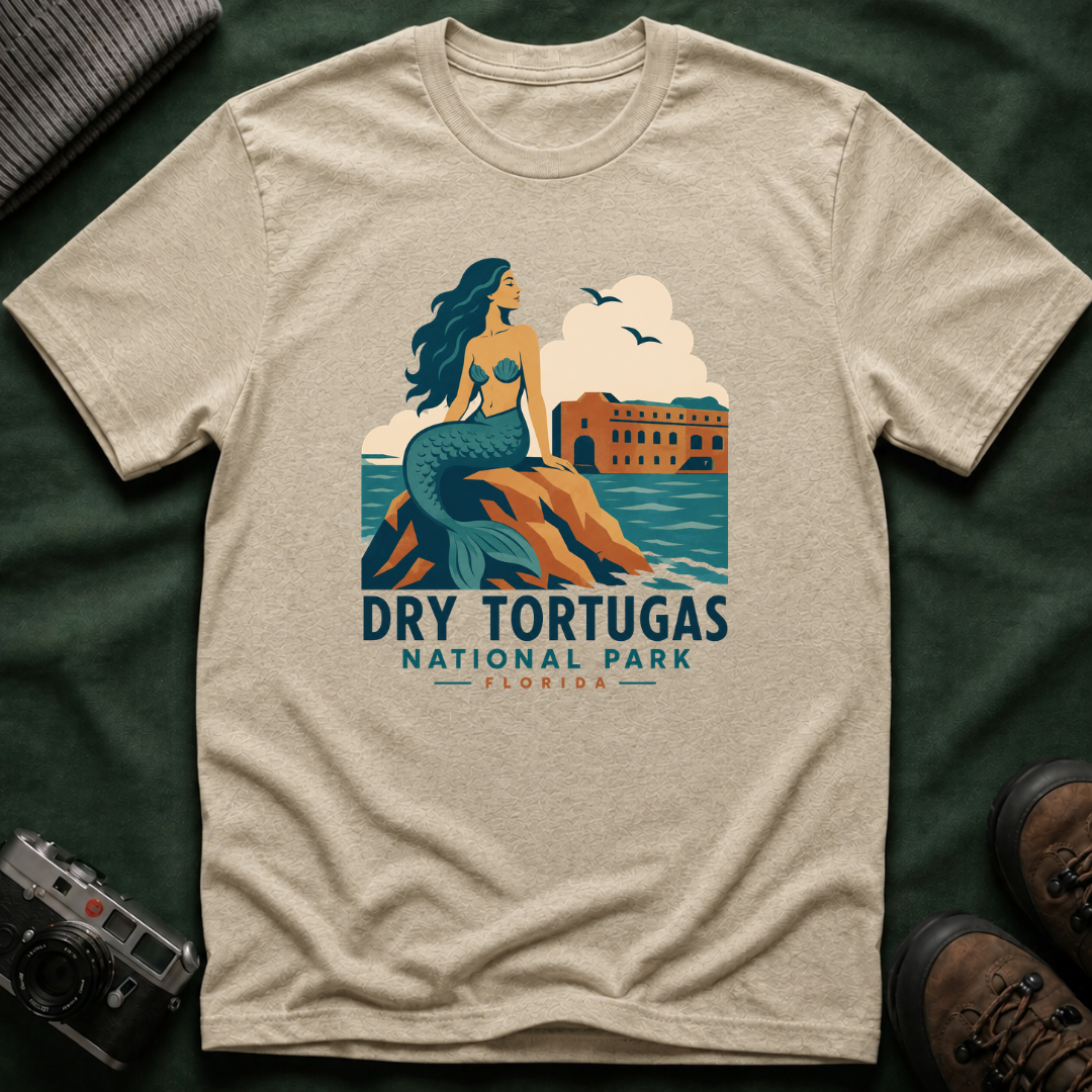 WPA Style Mermaid T-Shirt — Dry Tortugas National Park Vintage Travel Tee